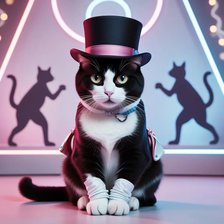 Схема вышивки «Чёрно-белый кот на сцене»