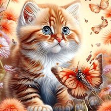 Схема вышивки «рыжий котик»