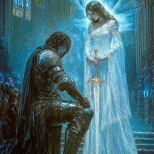 Схема вышивки «Девушка с мечом и рыцарь»