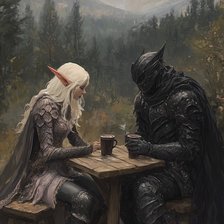 Схема вышивки «Эльфийка и тёмный рыцарь»