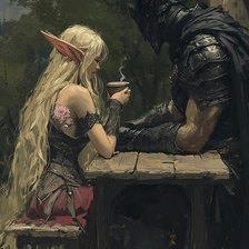 Схема вышивки «Тёмный рыцарь и эльфийка»