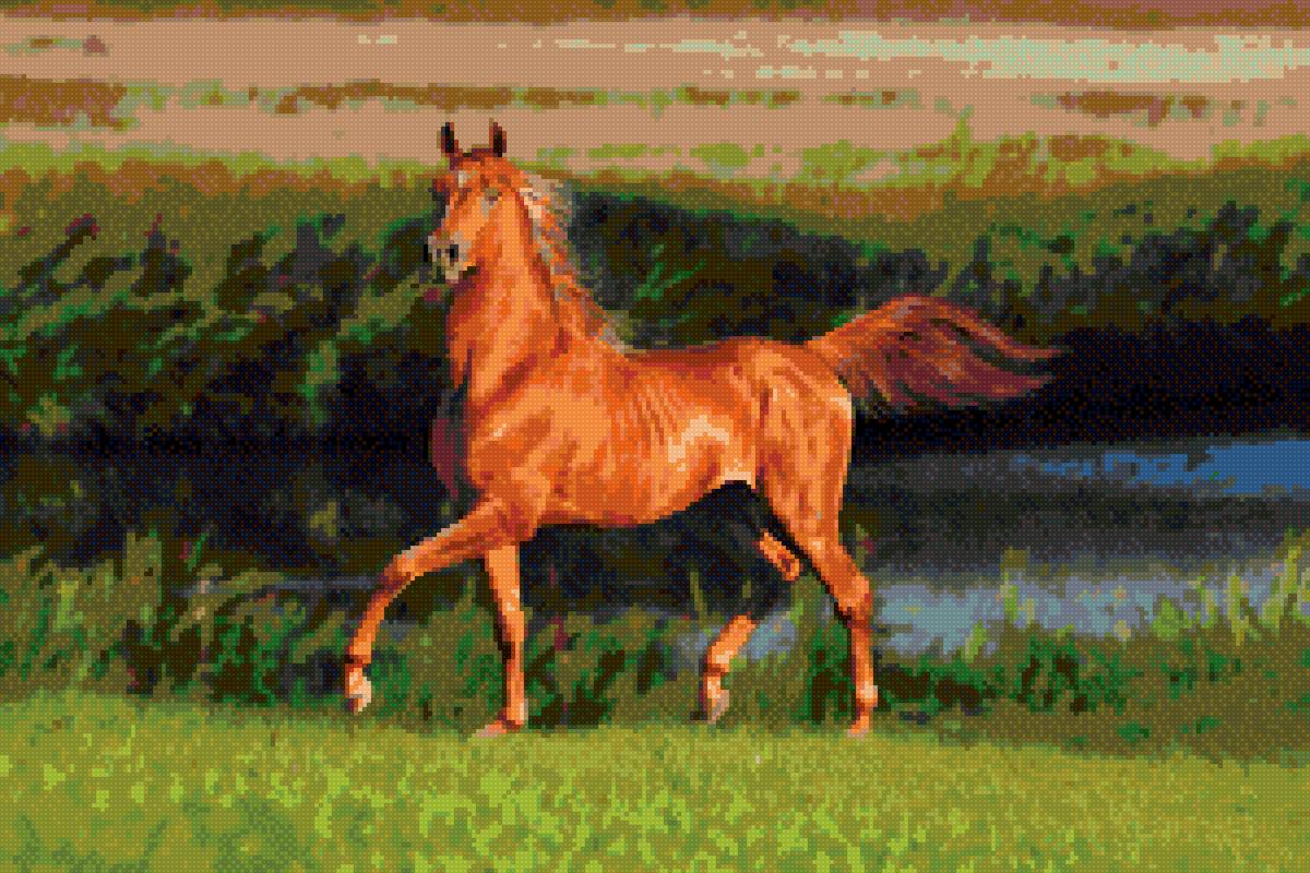 красный конь - природа, лошадь, символ года - предпросмотр