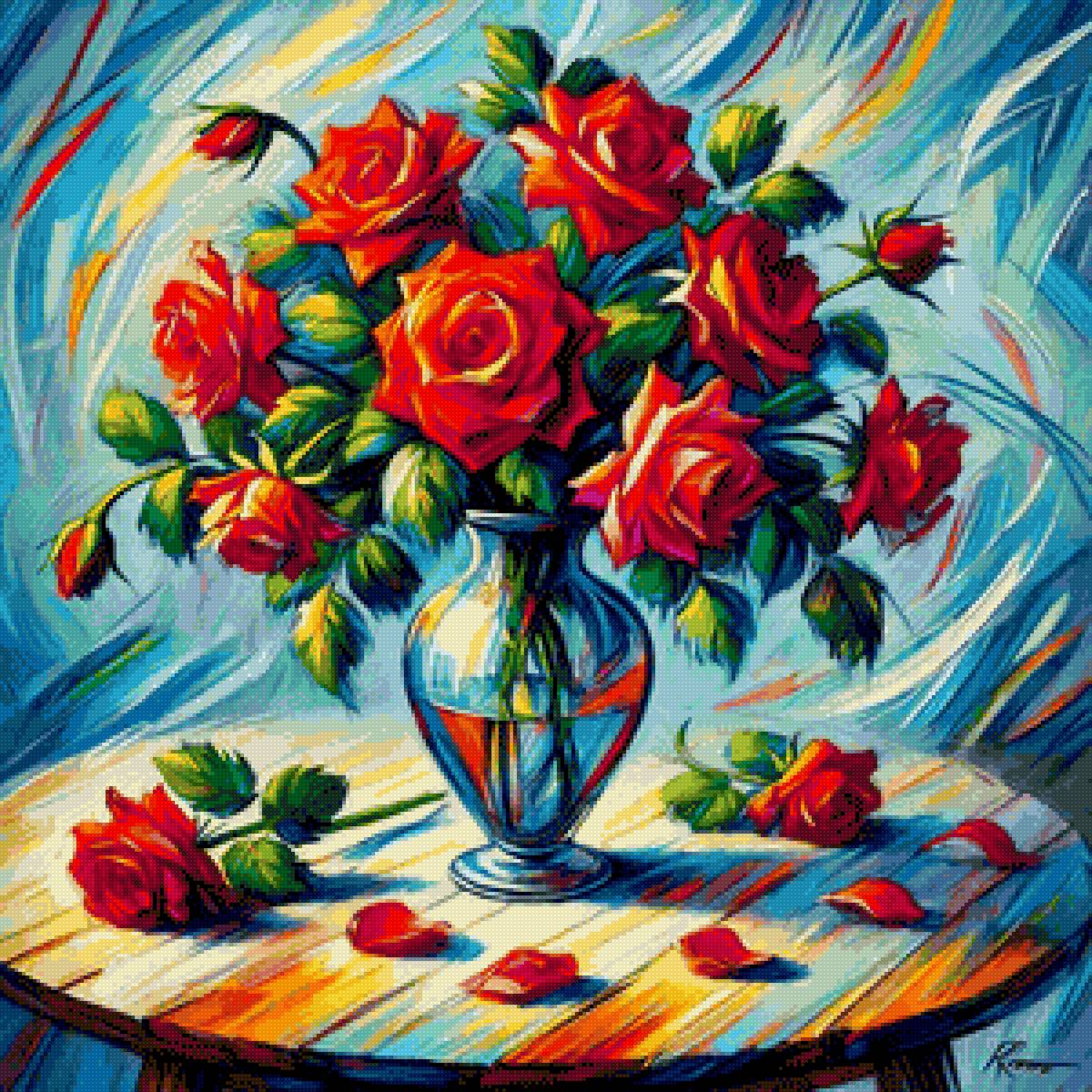 Букет роз - розы, цветы, букет, ваза - предпросмотр