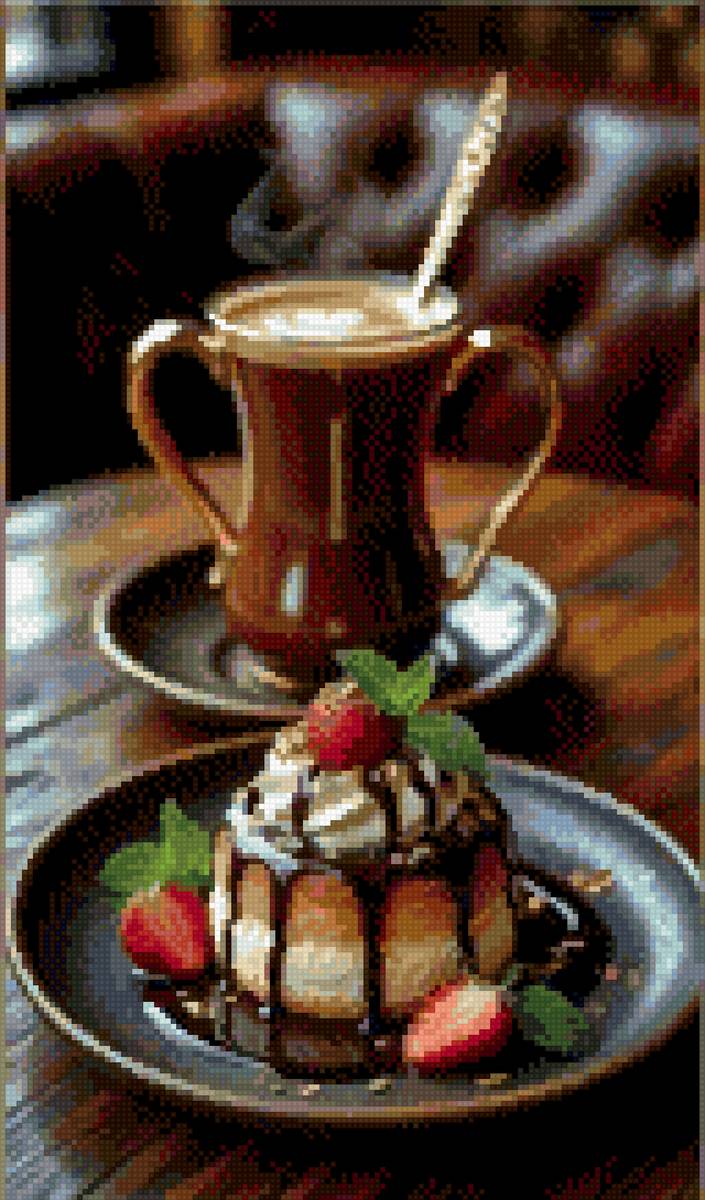 Сладкий завтрак - кофе, пирожное, торт - предпросмотр