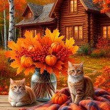 Схема вышивки «Осень в деревне»