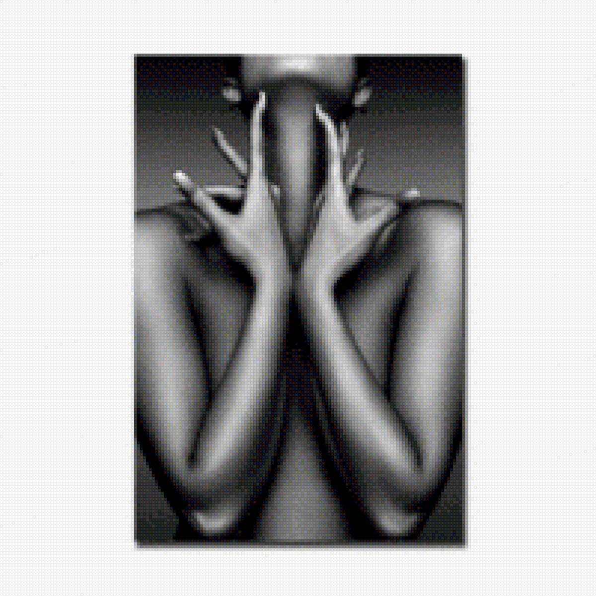 девушка - девушка, черно-белая, руки - предпросмотр