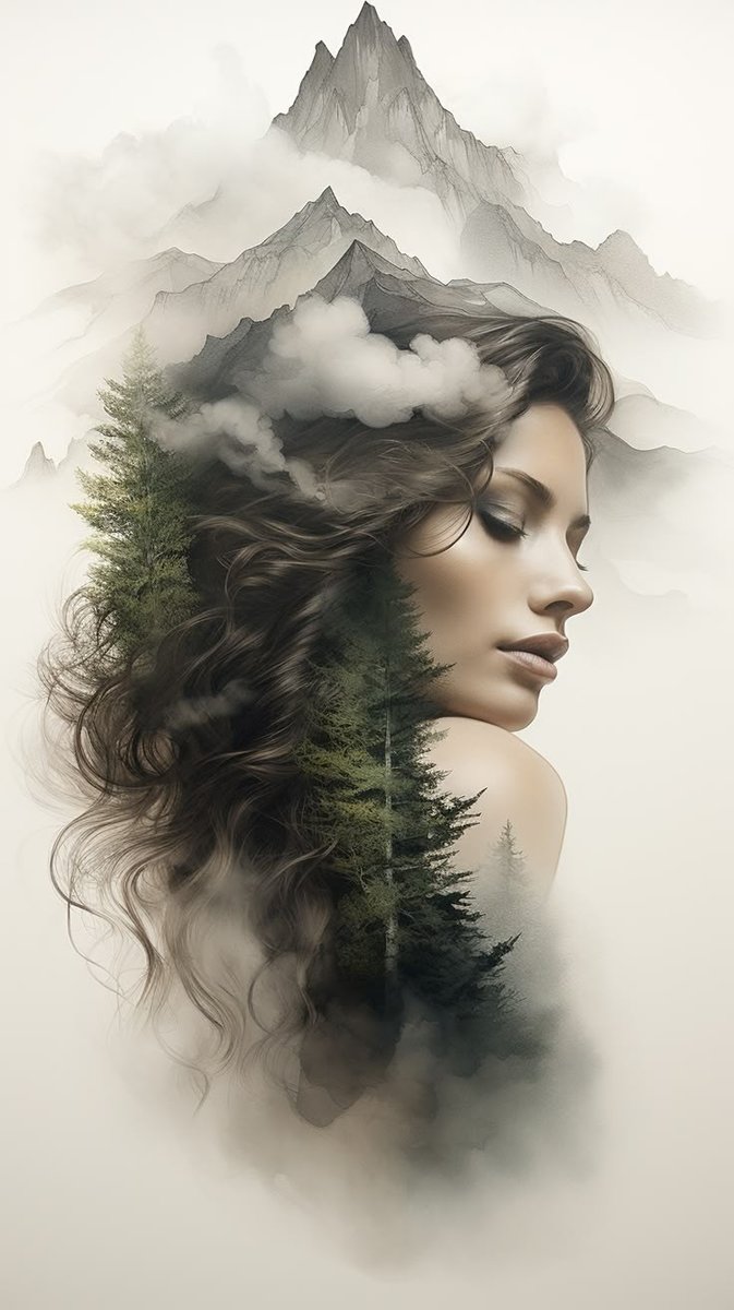 Дыхание гор - горы, женщина, облака, туман - оригинал