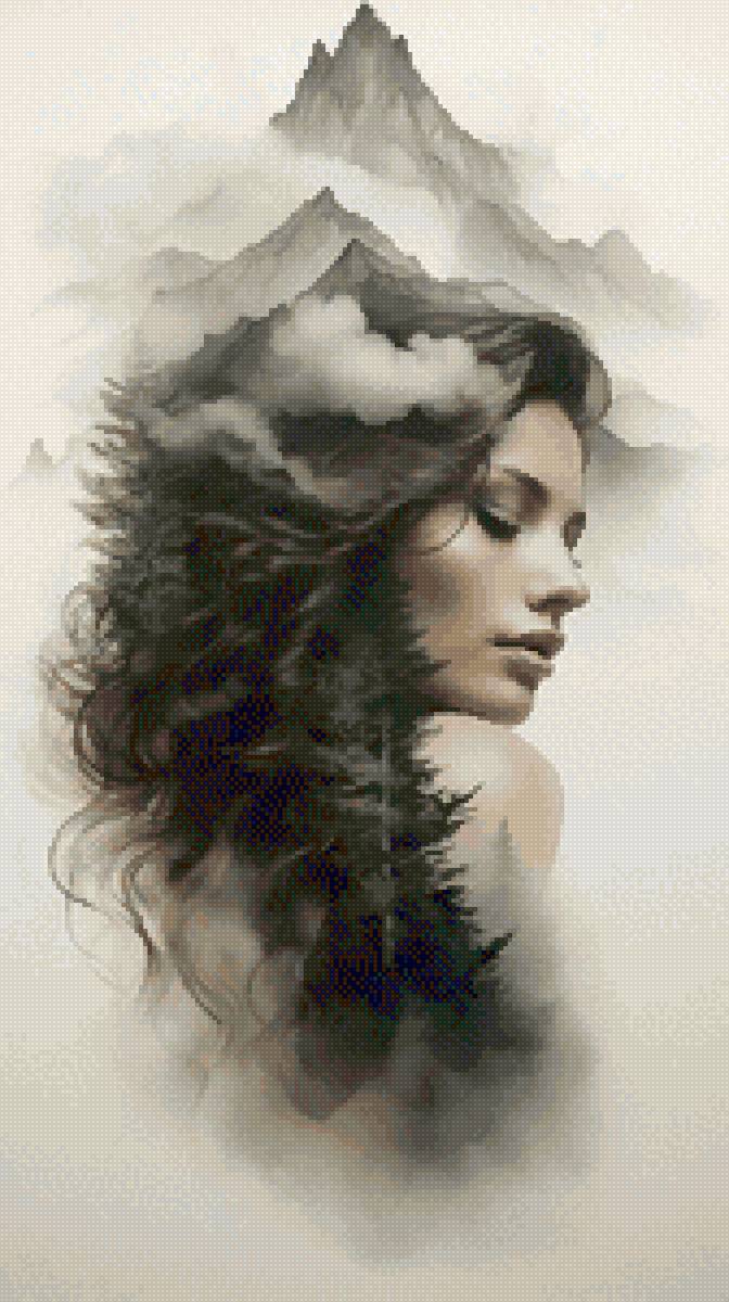 Дыхание гор - облака, женщина, горы, туман - предпросмотр