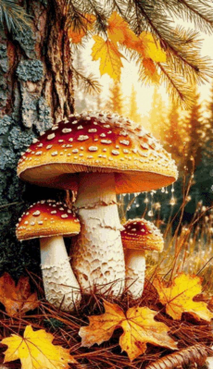 мухоморы - природа, пейзаж, осень, грибы, мухомор - предпросмотр