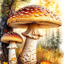 Схема вышивки «мухоморы осенью»