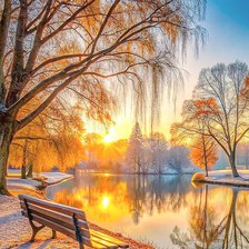 Схема вышивки «Первый снег, закат»