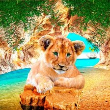 Схема вышивки «Львенок на море»