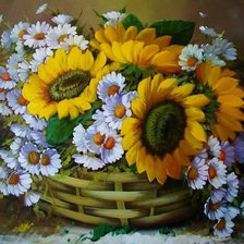 Схема вышивки «Подсолнухи и ромашки»