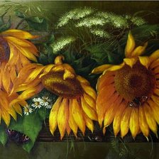 Схема вышивки «Подсолнухи в корзине»