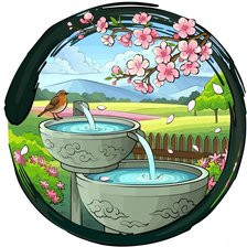 Схема вышивки «Птичка на фонтанчике»