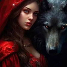 Схема вышивки «Девушка и волк»