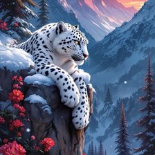 Схема вышивки «Снежный барс отдыхает»