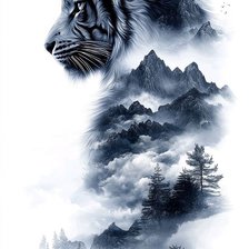 Схема вышивки «Тигр и горы»