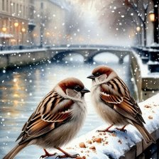 Схема вышивки «Воробьи»