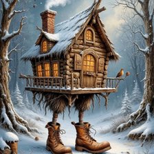 Схема вышивки «избушка на курьих ножках»