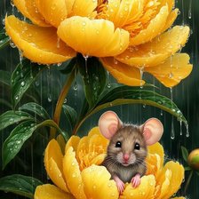 Схема вышивки «мышь в розах»