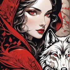 Схема вышивки «Красная Шапочка и Серый Волк»