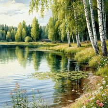 Схема вышивки «Берег озера»