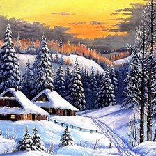 Схема вышивки «домик в деревне»