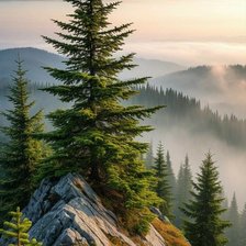 Схема вышивки «Ель на рассвете»