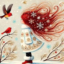 Схема вышивки «Девочка-Зима»