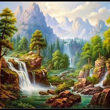 Схема вышивки «водопад горный»