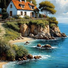 Схема вышивки «Дом у моря»