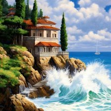 Схема вышивки «Особняк на берегу»