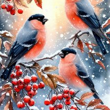 Схема вышивки «Снегири»