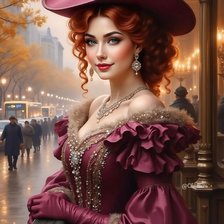 Схема вышивки «Девушка в шляпе»