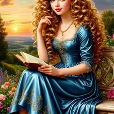 Схема вышивки «девушка с книгой»