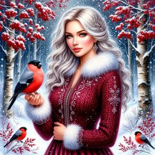 Схема вышивки «Девушка Зима»