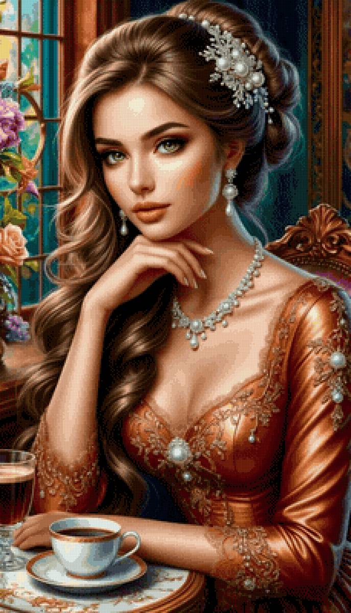 За чашечкой чая - сказка, утро, чаепитие, красота, девушка - предпросмотр