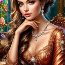 Схема вышивки «За чашечкой чая»