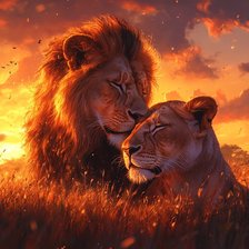 Схема вышивки «лев со львицей»