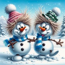 Схема вышивки «снеговики»