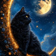 Схема вышивки «котик на луне»