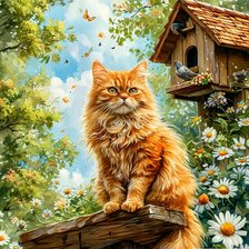 Схема вышивки «Кот в ромашках»