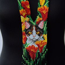 Схема вышивки «Кот в цветах»