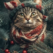 Схема вышивки «Котик в шапке»