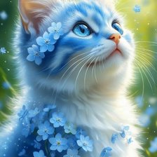 Схема вышивки «кот в незабудках»