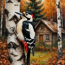 Схема вышивки «дятел»