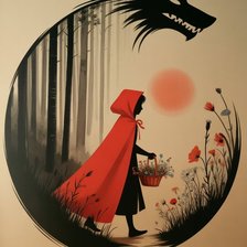 Схема вышивки «Красная Шапочка и Серый Волк»