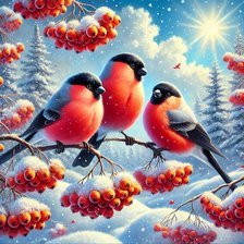 Схема вышивки «снегири»