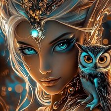 Схема вышивки «девушка с совой»